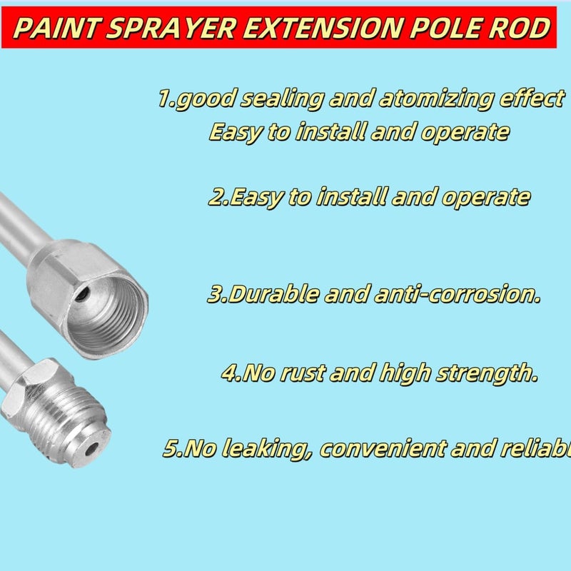 BLOLACDZ 3 Packs Airless Paint Sprayer Extension Wands (8/12/15 inch) with Red Guard | Universal Fit for Graco, Wagner & Titan Sprayers | Durable Multi-Size Painting Pole Kit - Image 2